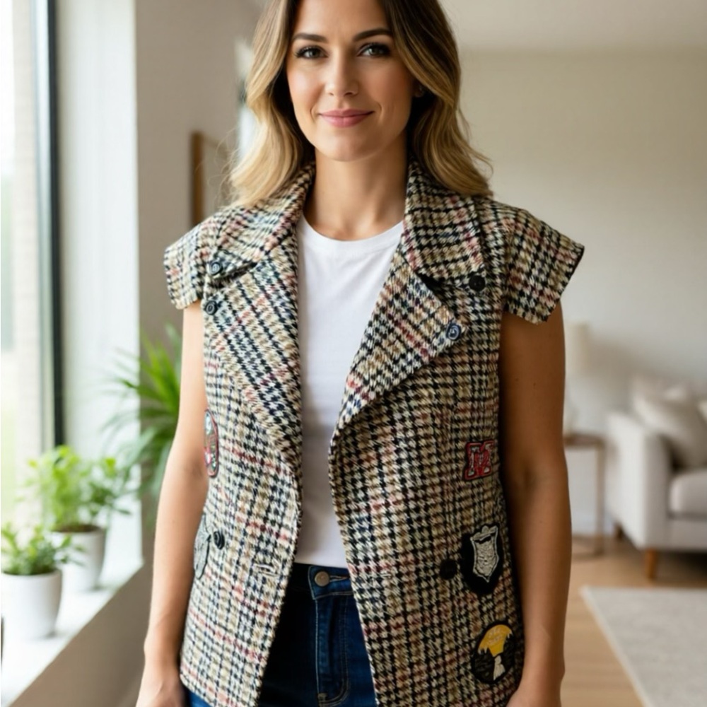 Motel Rocks Multicolor Checkered Vest